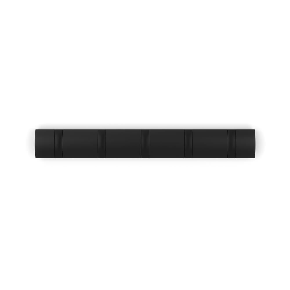 Umbra Flip Wandgarderobe, Garderobenleiste in Schwarz, mit 5 beweglichen Haken in Schwarz