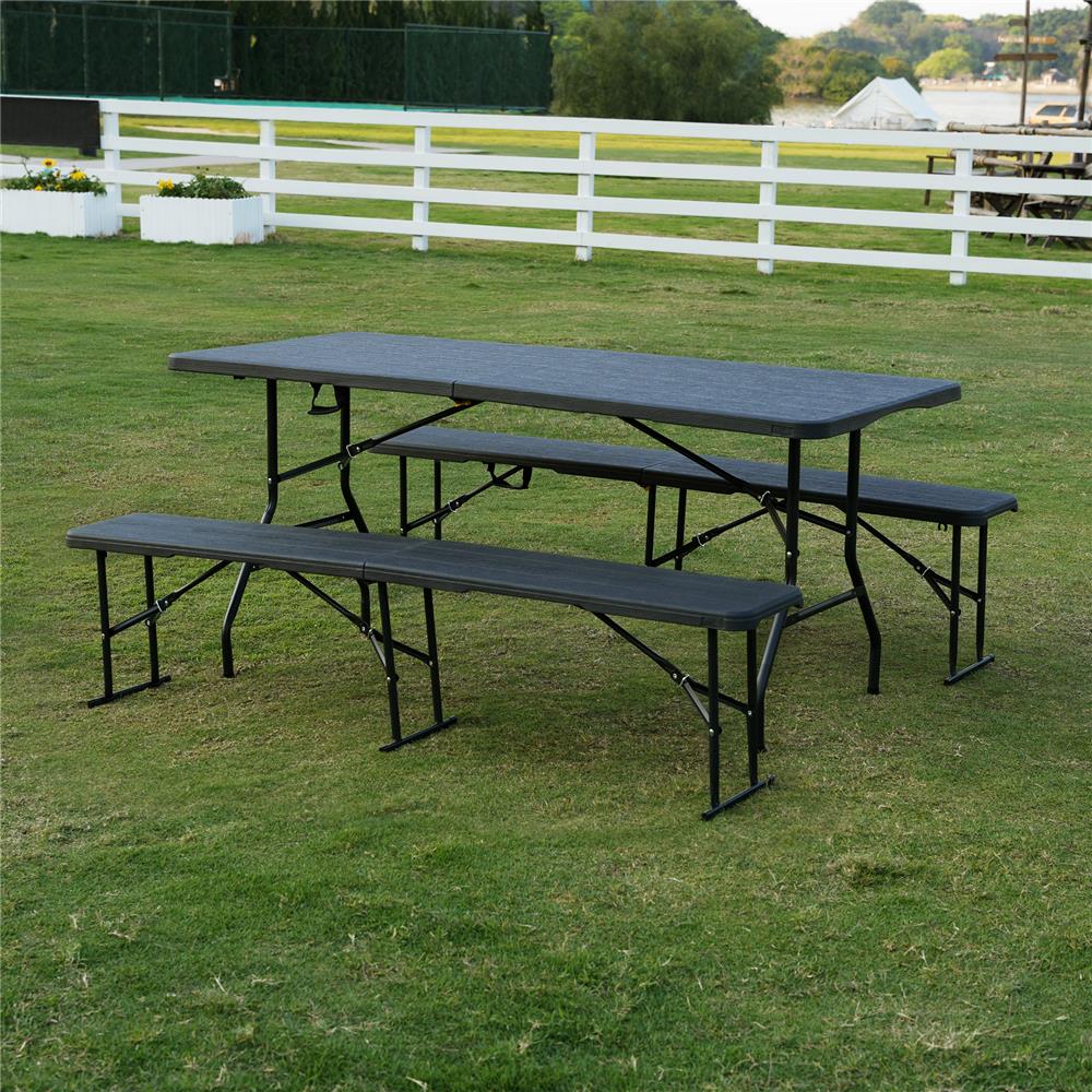NILS CAMP Klappbank 180 cm für Garten Camping und Events faltbare Sitzbank Outdoor