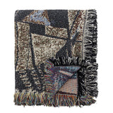 Bloomingville Rahul Decke 160x130 cm bunt - Plaid aus recycelter Baumwolle mit Fransen für Sofa
