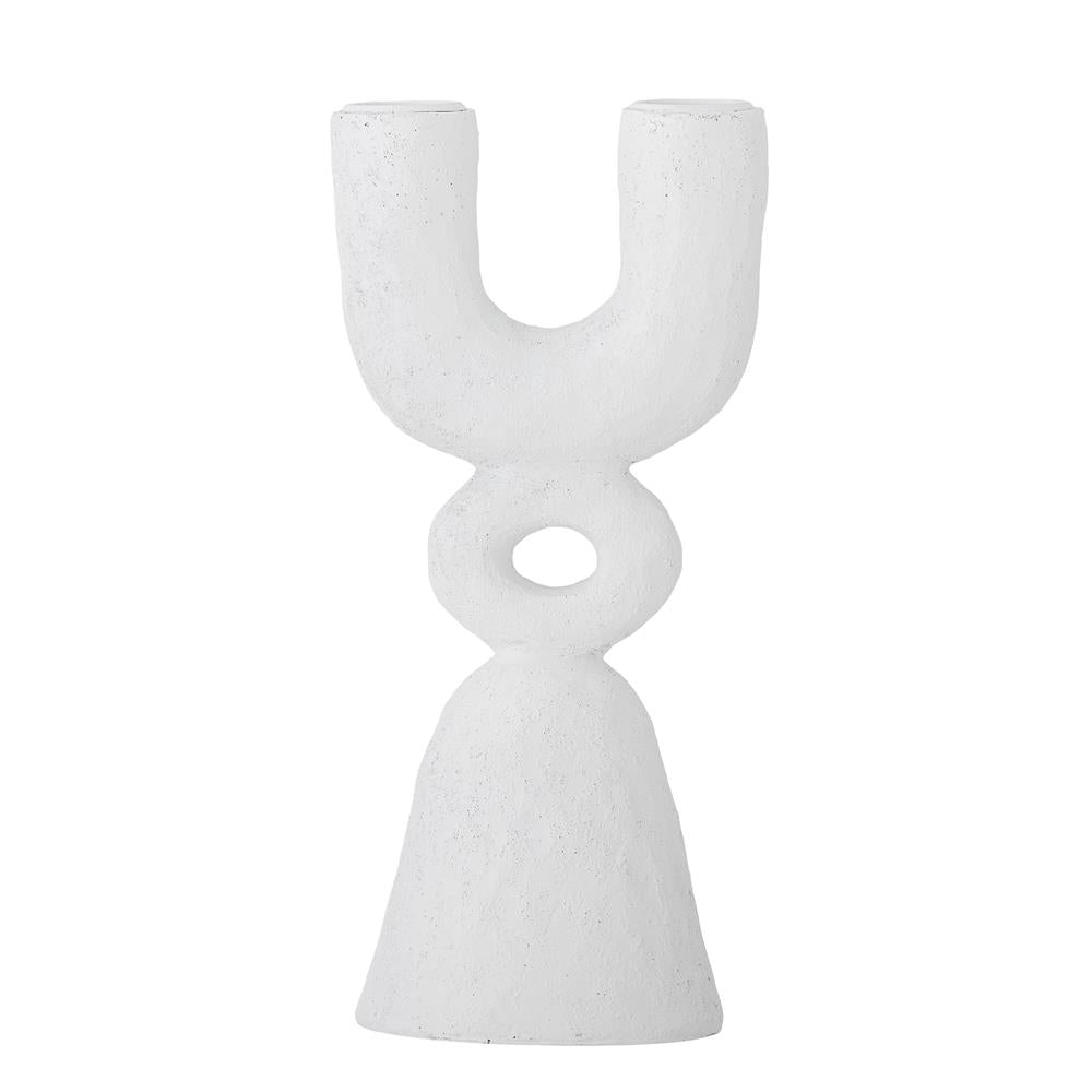 Bloomingville Syra Kerzenhalter Weiß Polyresin L10xH22xW8 cm – skulpturaler Doppelhalter
