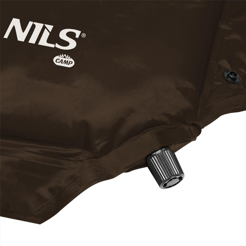 NILS CAMP selbstaufblasende Campingmatte 190 cm in schwarz mit Kissen Isomatte Outdoor Festival
