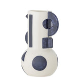 Bloomingville Graphica Vase aus Steingut in Blau – grafische Deko Vase fürs Wohnzimmer