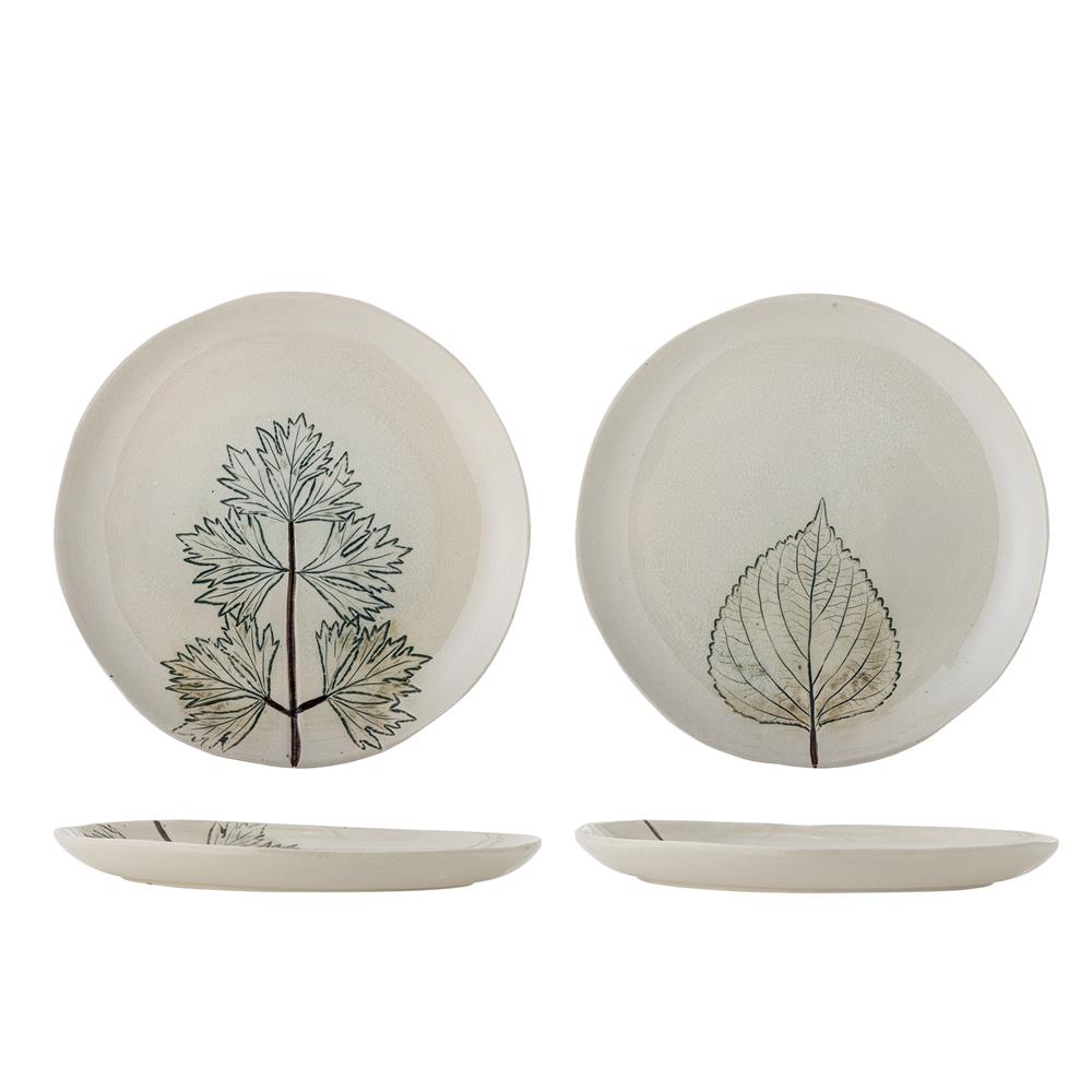 Bloomingville Aubrin Teller 2er Set 27 cm Steingut natur groß