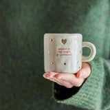 Bloomingville Christy Tasse Natur Steingut 4er Set Weihnachtstassen 260 ml