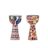 Bloomingville Florist Eierbecher 2er Set, Rot – handverziertes Steingut mit Blumenmuster