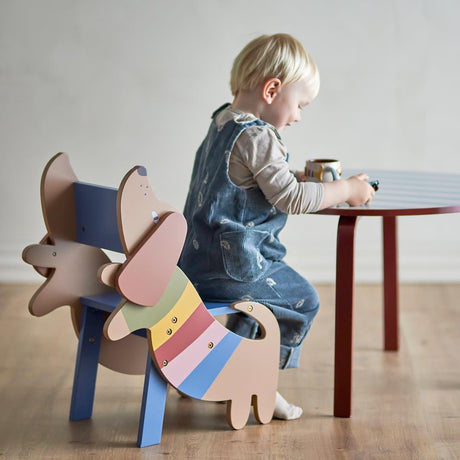 Bloomingville MINI Charlie Stuhl bunt - Kinderstuhl Hund Design Holz Stuhl Kinderzimmer Sitzmöbel