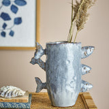 Bloomingville Tace Vase blau Steingut Fisch Design Deko Vase Wohnzimmer Tischdeko
