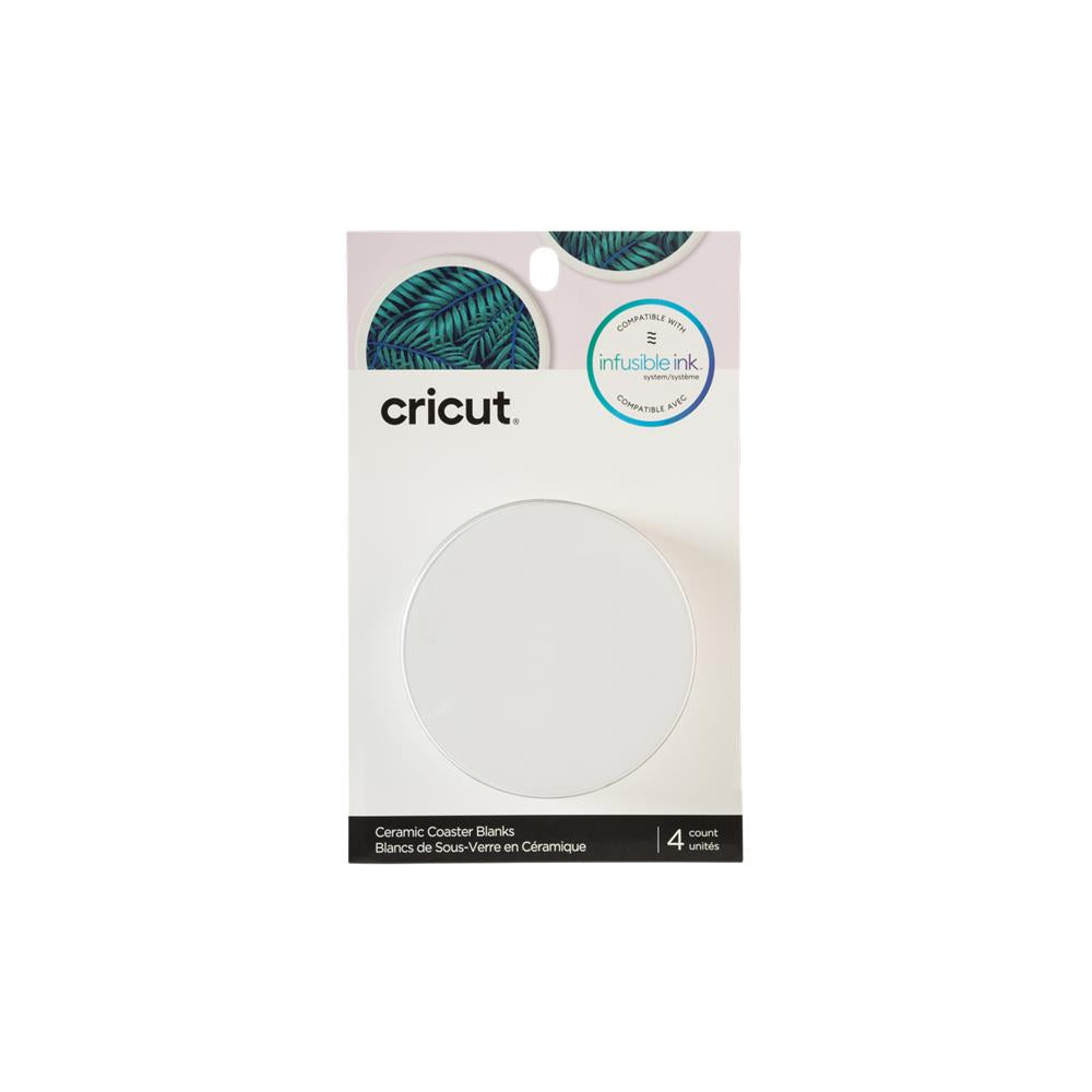 Cricut Untersetzer Rohling rund weiß Unterlage Set 4 Stück Keramik kreativ DIY gestalten dekorieren