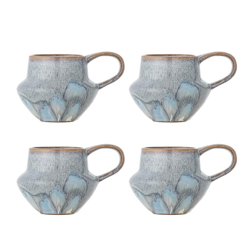 Bloomingville Bessie Becher blau Steingut 4er Set 300 ml
