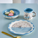 Bloomingville MINI Mille Geschirr Set 3-teilig bunt - Kinder Geschirr mit Katzenmotiv für Tisch & Küche