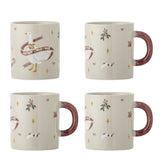 Bloomingville Mary Tasse Bunt Steingut 4er Set Weihnachtstassen 295 ml