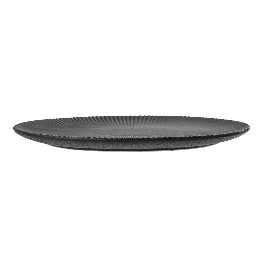 Bloomingville Neri Teller Schwarz – Steingut, Ø29 cm, skandinavisches Design mit Rillenstruktur