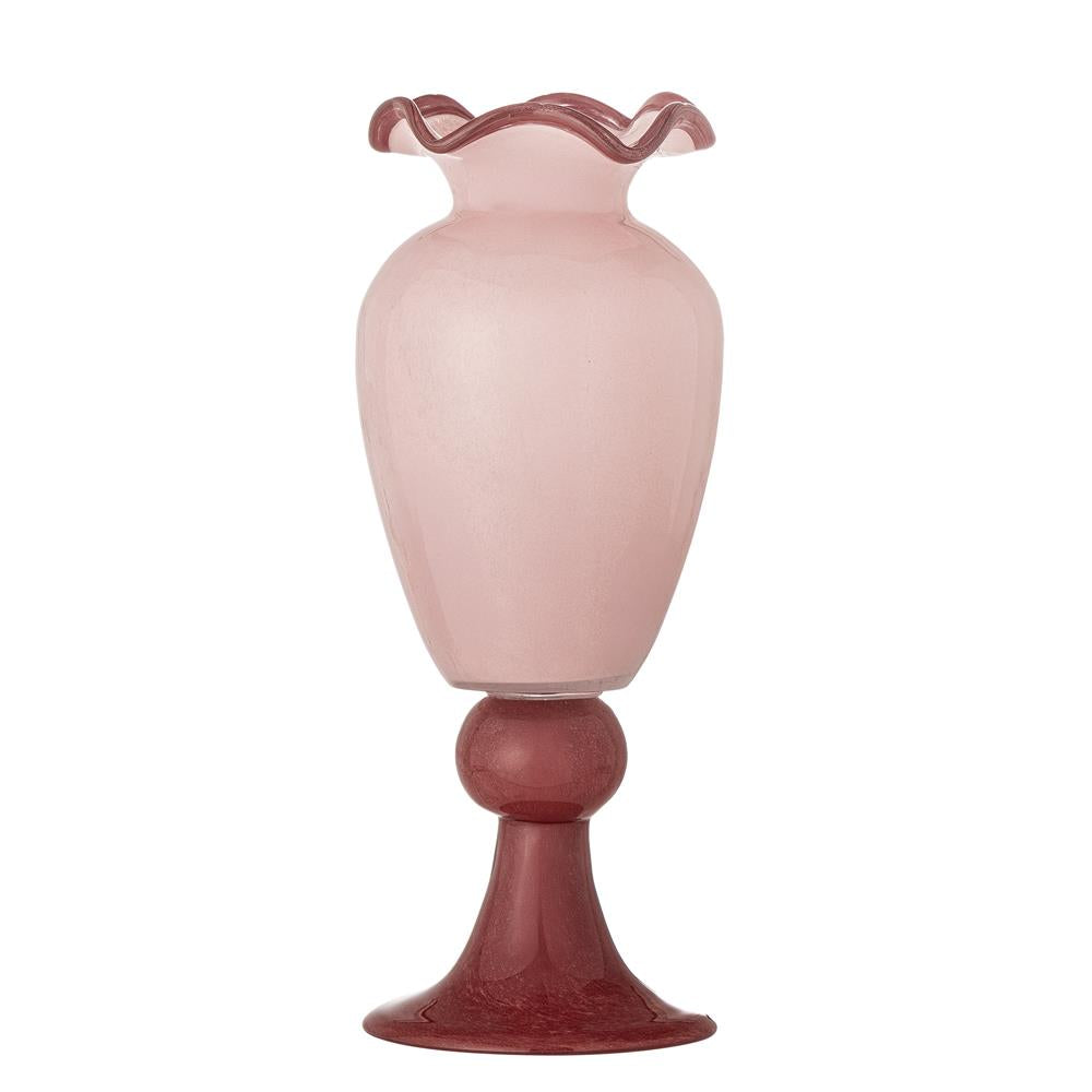 Bloomingville Frills Vase Rose Glas 34 cm Wellenrand