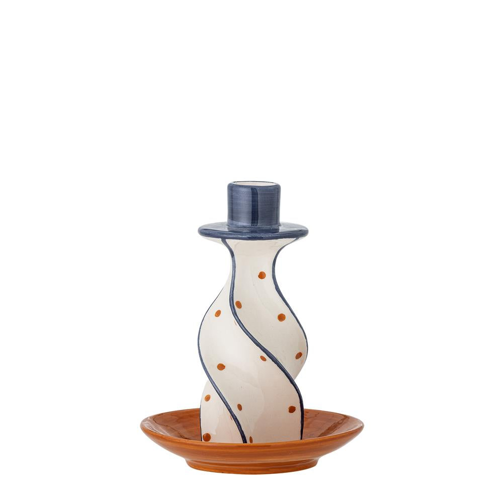 Bloomingville Kairi Kerzenhalter Bunt Steingut D12,5xH15,5 cm – handbemalter Kerzenständer