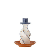 Bloomingville Kairi Kerzenhalter Bunt Steingut D12,5xH15,5 cm – handbemalter Kerzenständer