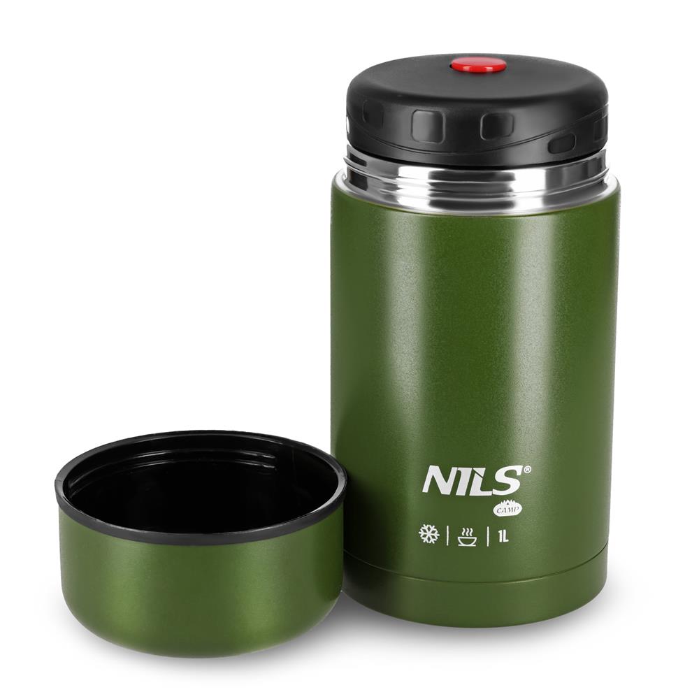 NILS CAMP Thermobehälter 1L Edelstahl grün Lunchbox für Essen warm kalt