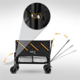 NILS CAMP Bollerwagen XXL 160L in Schwarz Orange - faltbarer Campingwagen mit Netzablage