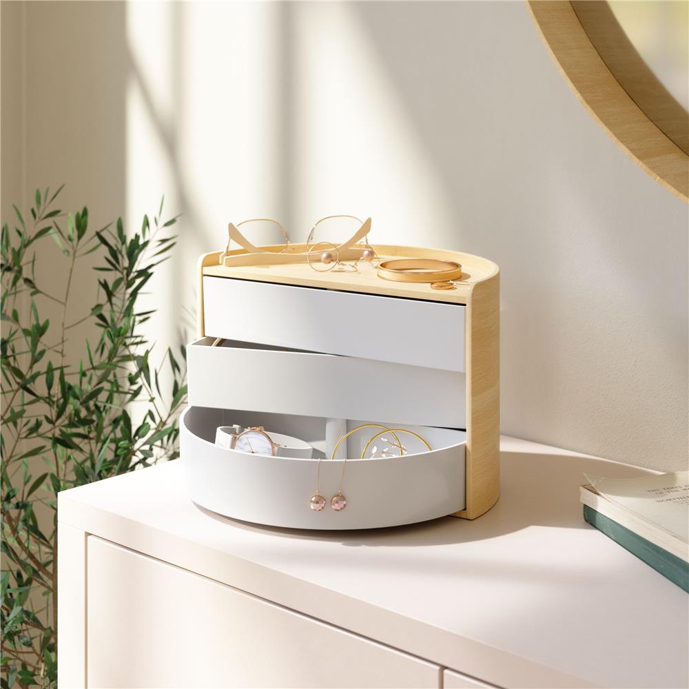 Umbra Moona Schmuckaufbewahrung Makeup Organizer und Accessoire Organizer mit drehbaren Schubfächern