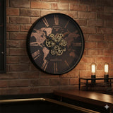 BOLTZE Wanduhr Rodas 57 cm rund schwarz braun Holz Metall analog modern