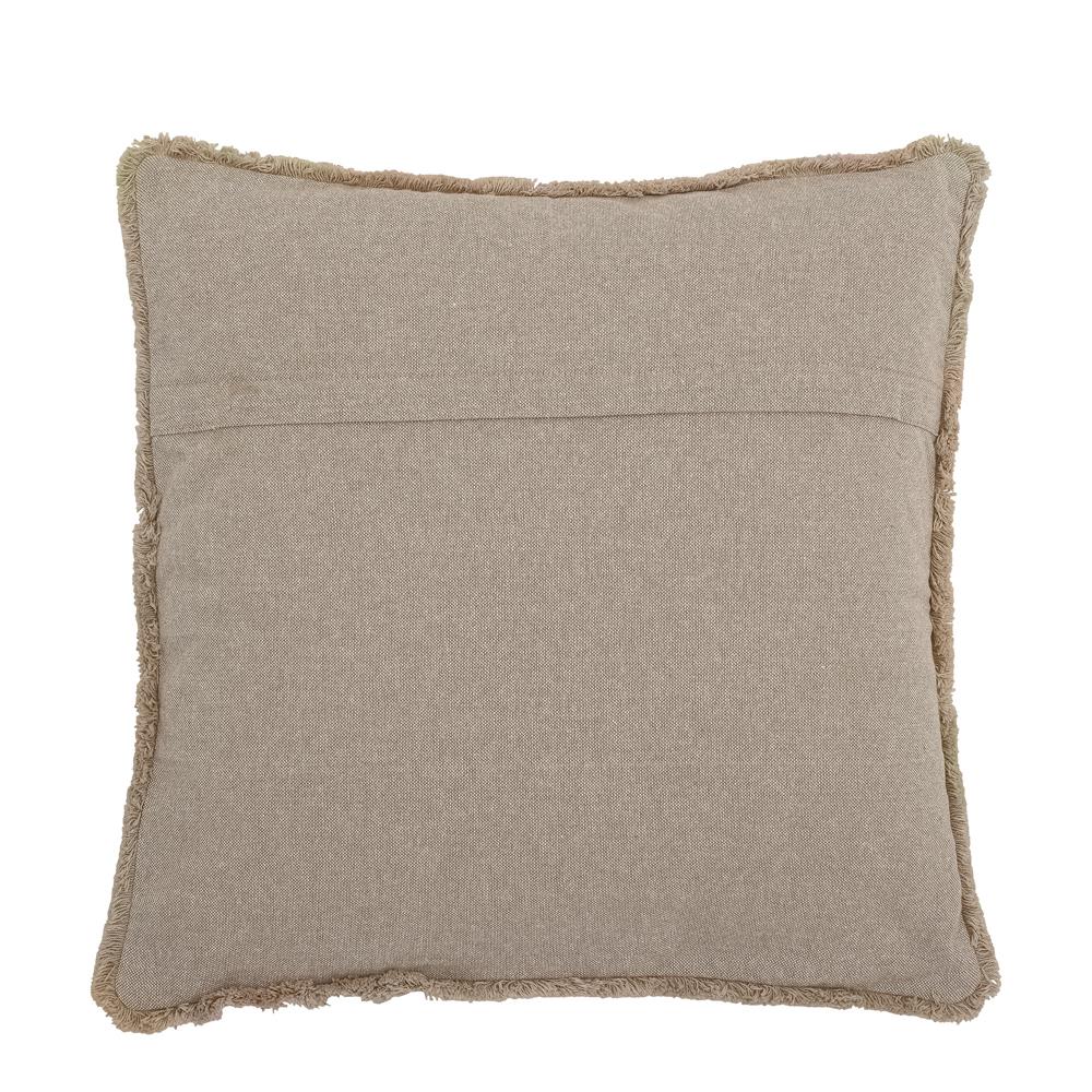 Bloomingville Taranto Kissen Natur – Baumwollkissen 45x45 cm mit Stickmuster & Fransen
