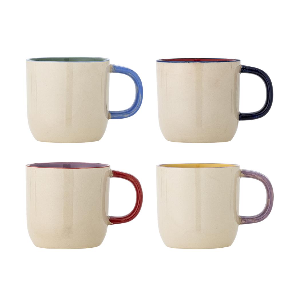 Bloomingville Vista Tasse 4er Set bunt - Steingut Tassen modern für Küche Kaffee & Tischdeko