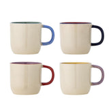 Bloomingville Vista Tasse 4er Set bunt - Steingut Tassen modern für Küche Kaffee & Tischdeko