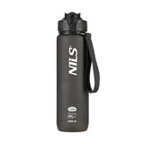 NILS CAMP Trinkflasche Tritan 1000 ml mit Strohhalm schwarz für Outdoor Sport Reisen