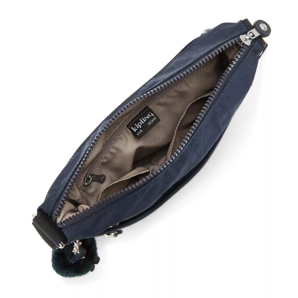 Kipling ARTO, Schultertasche, Blue Bleu 2 (blau), leichte Umhängetasche mit Fächern