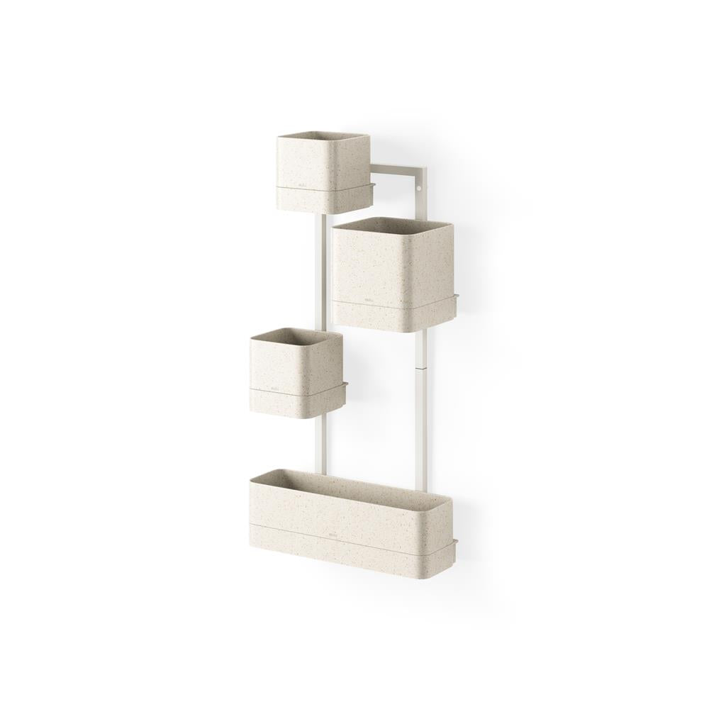 Umbra Cubiko Wandpflanzkasten mit 4 Pflanztöpfen, vertikale/horizontale Ausrichtung, in Weiß