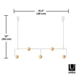 Umbra Estique Multifunktionale Türgarderobe mit 5 Haken, Türhaken ohne Bohren, in Weiß
