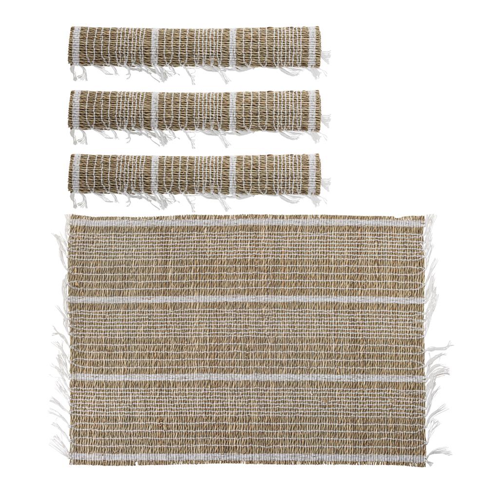 Bloomingville Vidan Platzdeckchen 4er Set – Seegras, natürliche Tischdeko, 45x33 cm