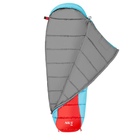 NILS CAMP Schlafsack Rot-Blau - Mumienschlafsack für Camping, Trekking & Outdoor