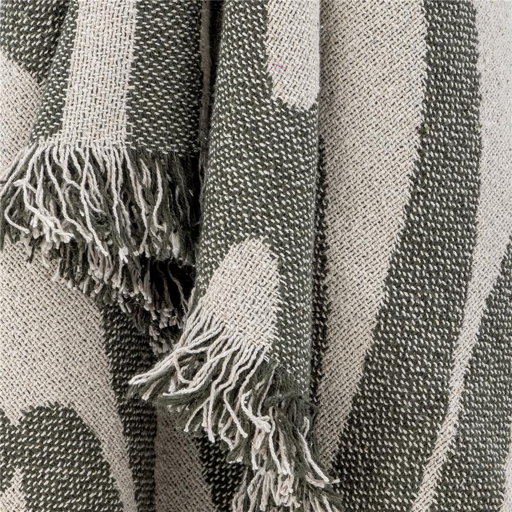 Bloomingville Alk Decke 160x130 cm in Grün aus recycelter Baumwolle, dänisches Design