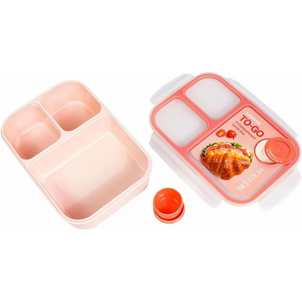 LocknLock Lunchbox 980 ml, 3 Fächer, Saucenbehälter, BPA-frei