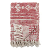 Bloomingville Oia Weihnachtsdecke, Rot, Baumwolle, 160x130 cm mit Schneeflocken-Muster