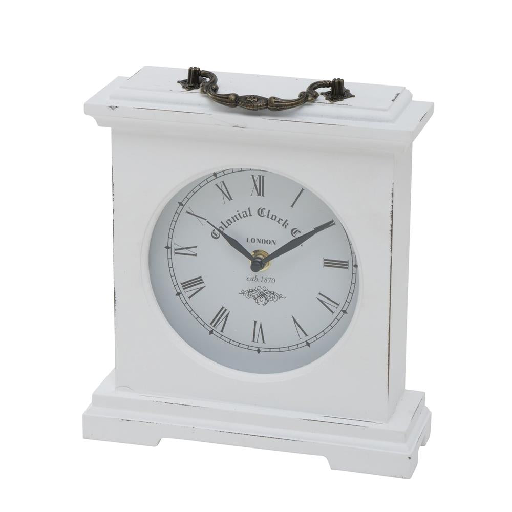 BOLTZE Tischuhr Betty in Weiß, analog, 24cm, aus MDF und Glas