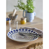 Bloomingville Shama Teller, Blau/Braun, Steingut, 27 cm, mit handbemaltem Muster