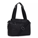 Kipling ELYSIA, mittelgroße Schultertasche, Signature Emb (schwarz), Umhängetasche mit vielen Fächern