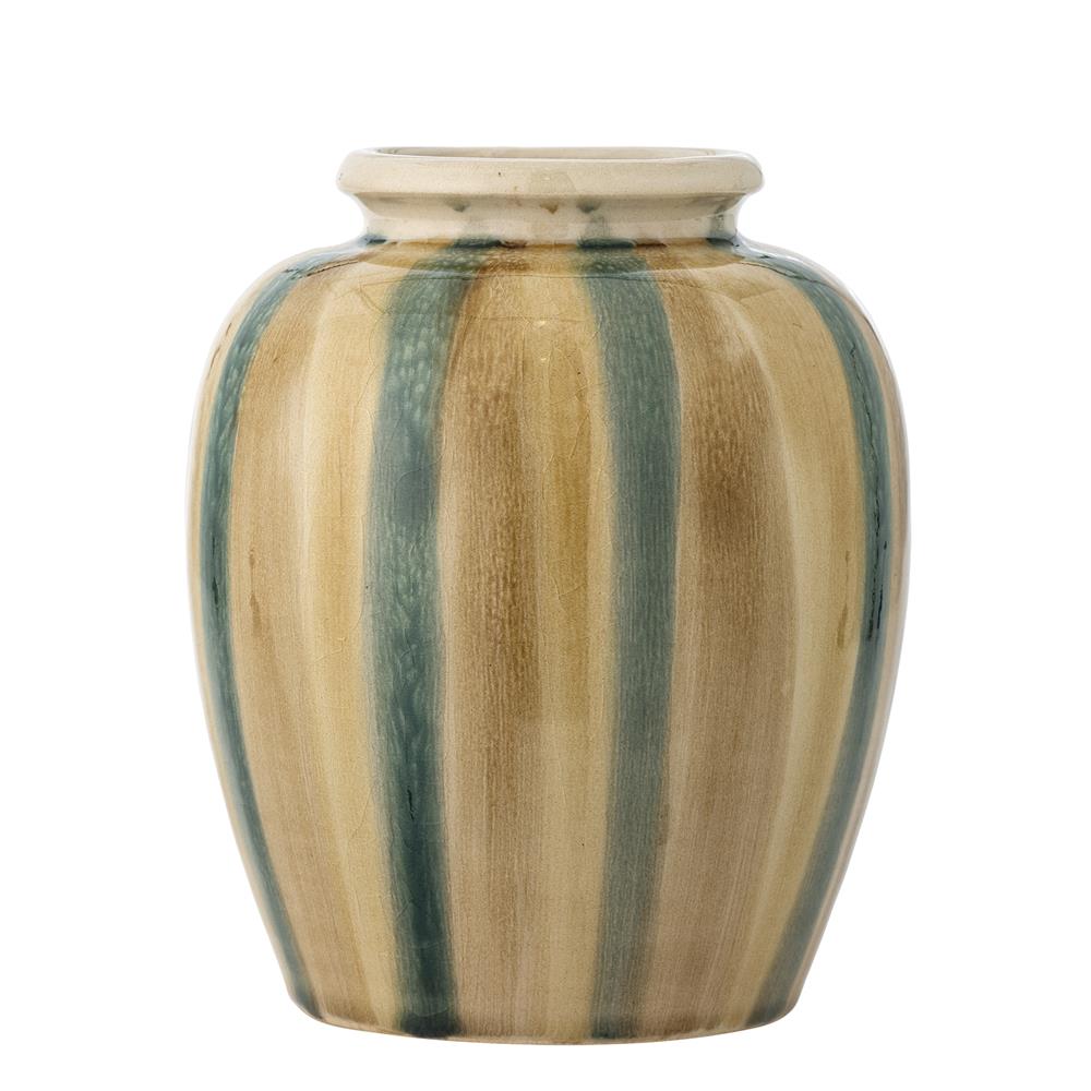 Bloomingville Rahima Vase bunt - Steingut Vase mit Streifen Deko für Wohnzimmer & Tisch