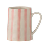 Bloomingville Begonia Tasse aus Steingut in rosa, 440 ml, handbemalt, große Kaffeetasse