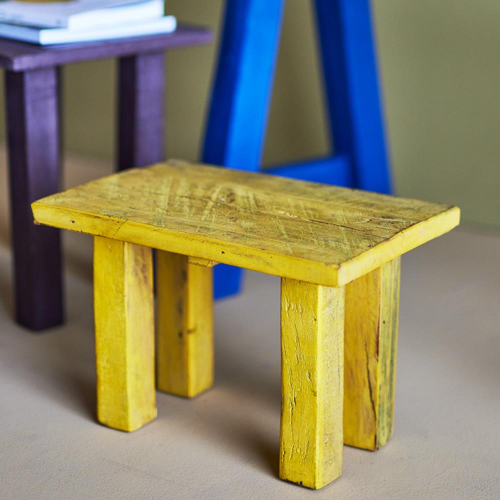 Bloomingville Porir Sockel gelb - Holz Podest aus recyceltem Holz für Wohnzimmer & Deko