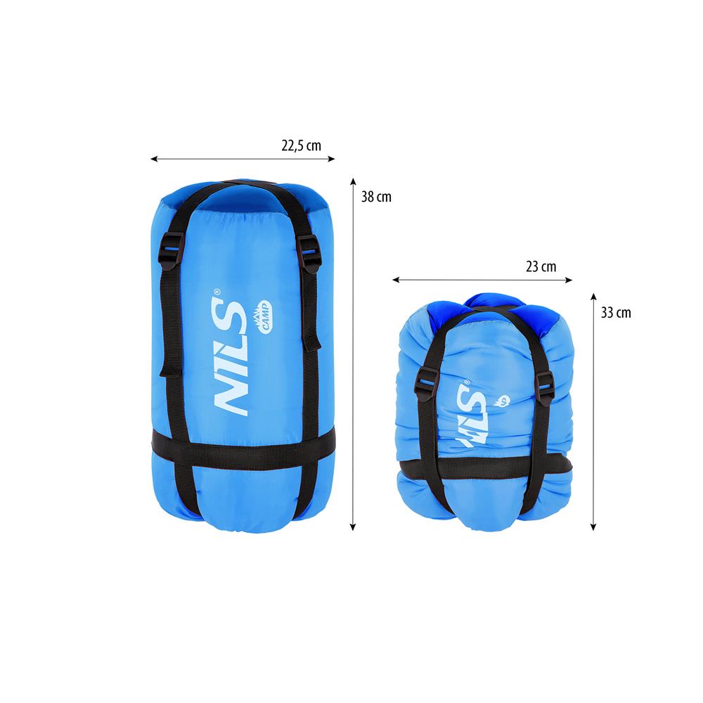 NILS CAMP Junior Kinderschlafsack Blau - warmer Schlafsack für Kids, Camping, Reisen & Outdoor