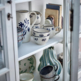 Bloomingville Dilara Vase blau - Steingut Vase skulptural für Wohnzimmer Tischdeko Deko
