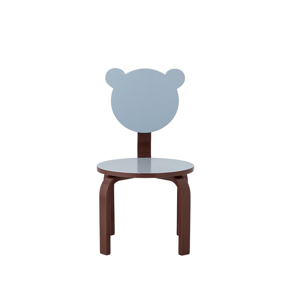 Bloomingville MINI Liova Stuhl blau - Kinderstuhl mit Bärenkopf aus MDF für Kinderzimmer