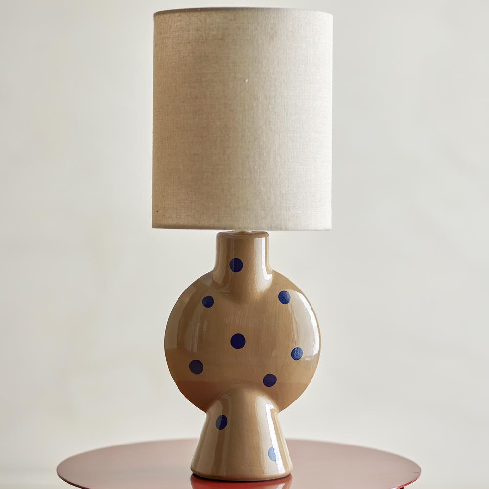 Bloomingville Sergio Tischlampe bunt - Steingut Lampe mit Punkten und E27 für Wohnzimmer