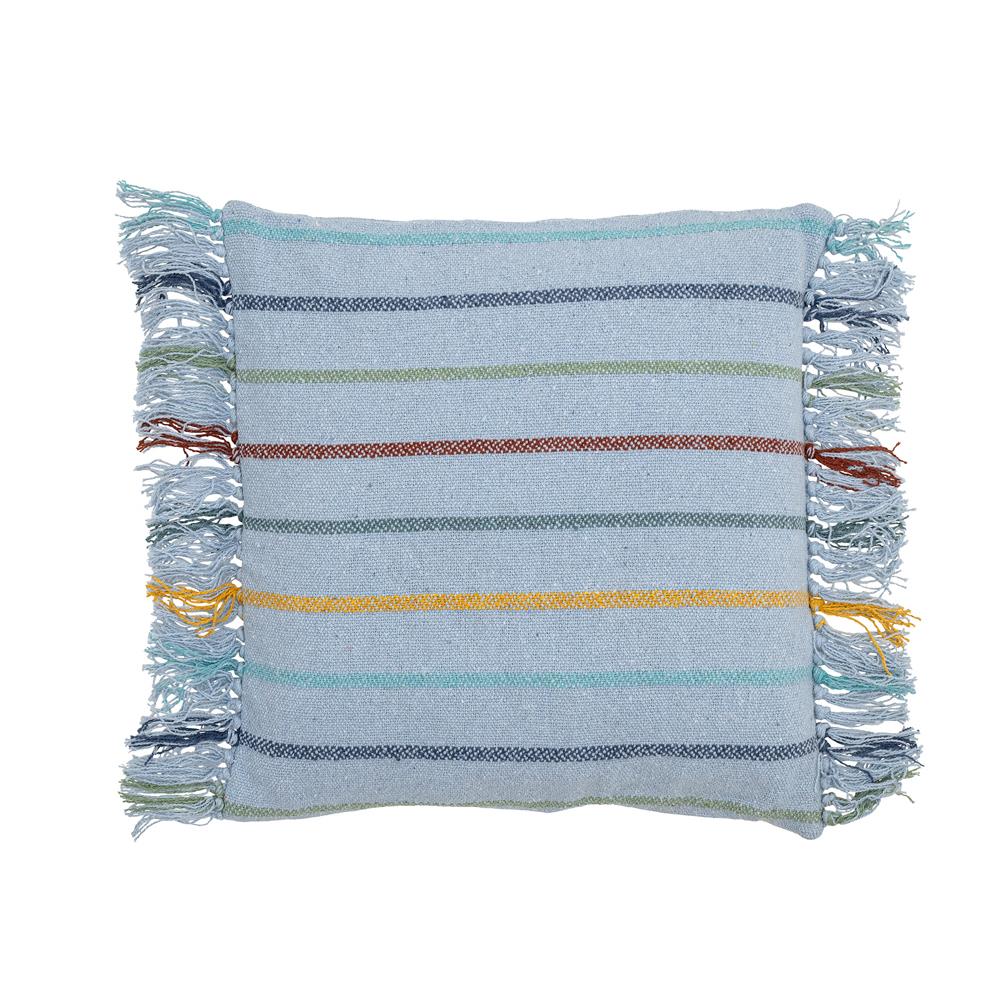 Bloomingville MINI Frey Kissen, Blau, aus recycelter Baumwolle, 45x45 cm, Kinderzimmer, dänisches Design