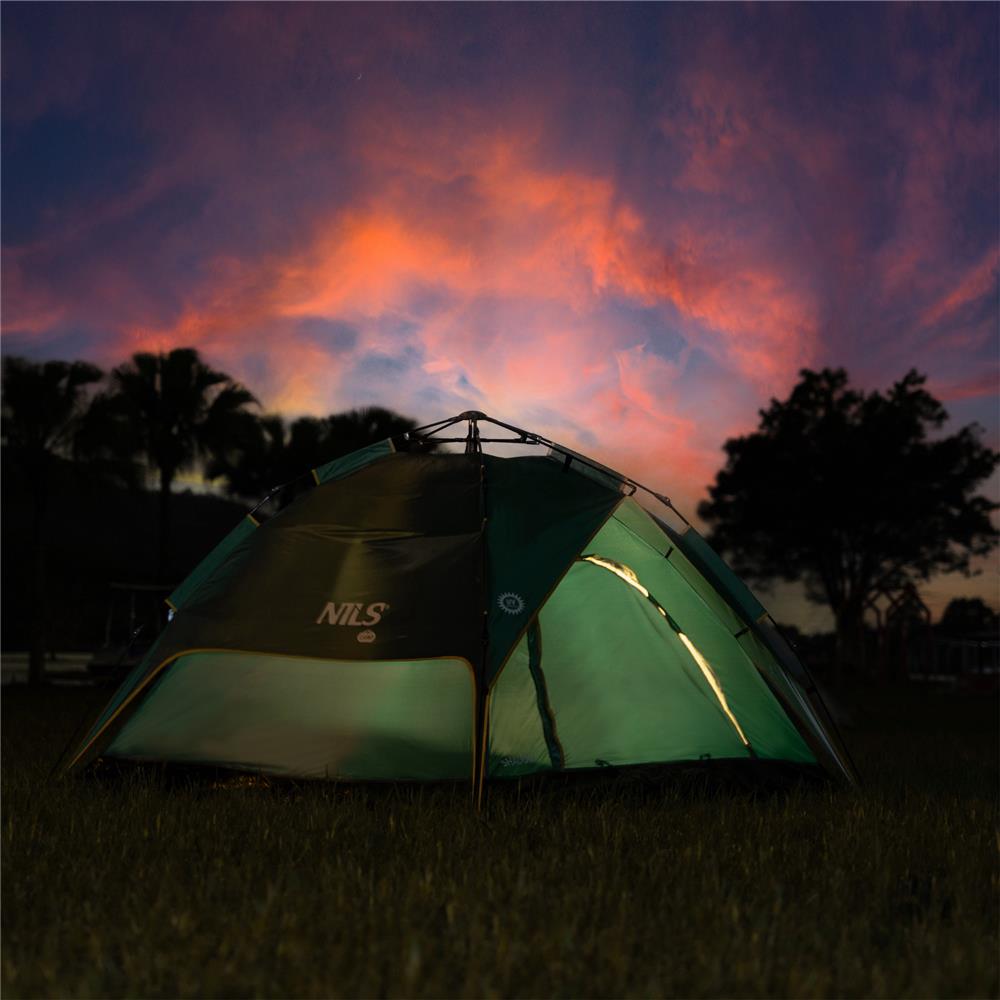 NILS CAMP Shadow 2 Zelt für 3 Personen in Grün - Campingzelt mit Vorraum & Moskitonetz für Outdoor