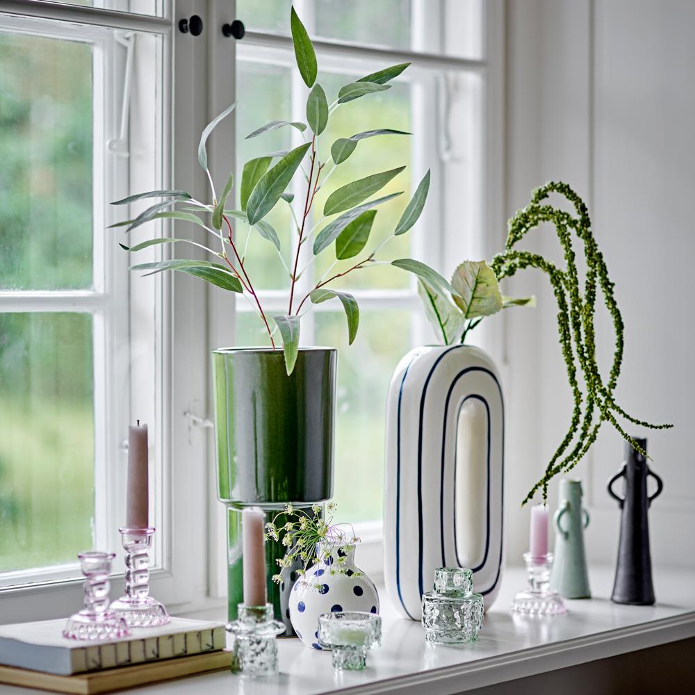Bloomingville Rhett Vase Grün Steingut 2er Set – dekorative Figurenvasen