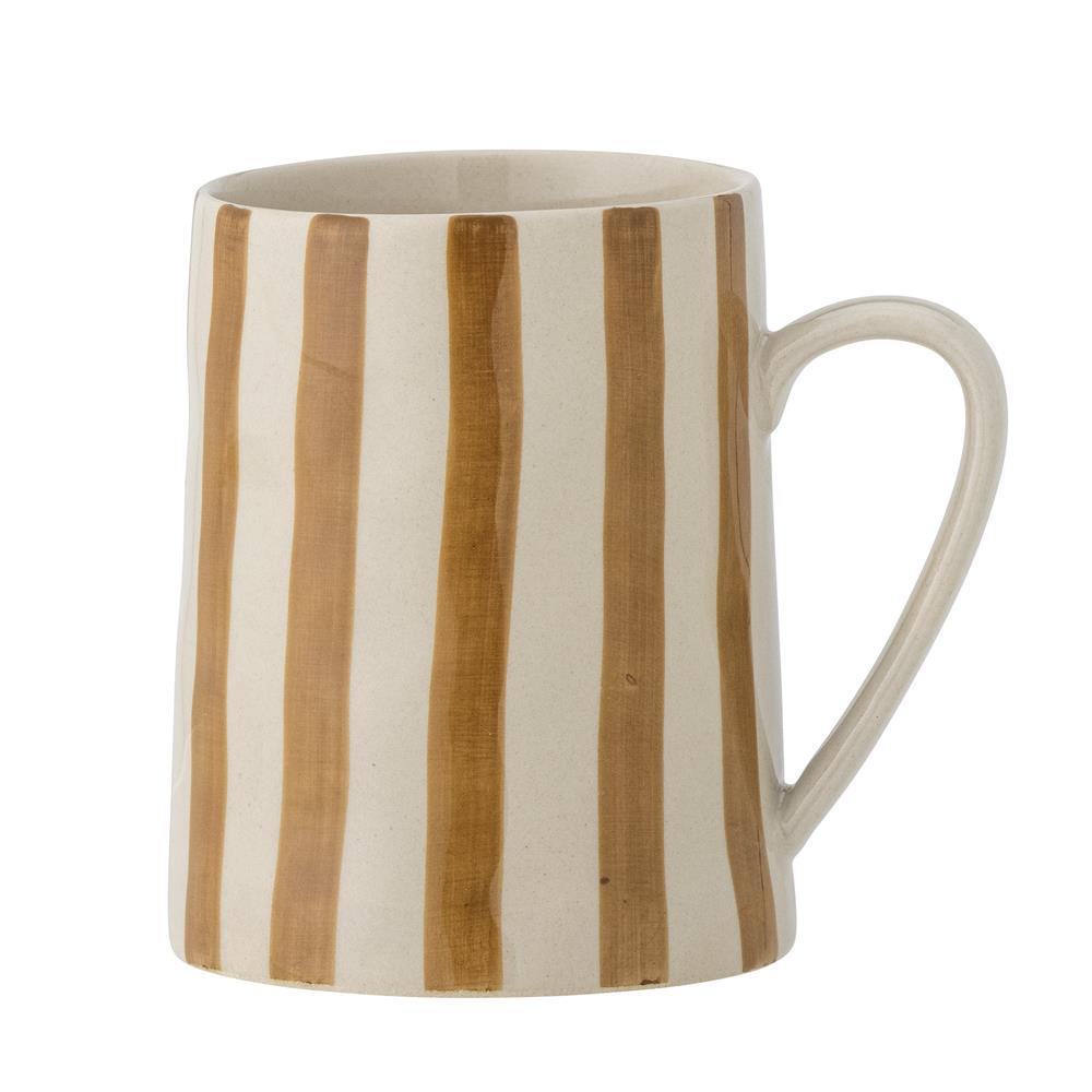 Bloomingville Begonia Tasse aus Steingut in braun, 440 ml, handbemalt, große Kaffeetasse