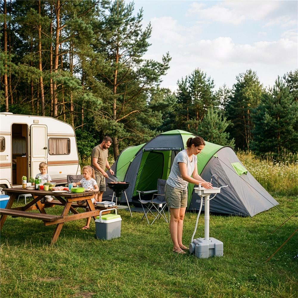 NILS CAMP Camping Waschbecken mobil mit Pumpe 20L für Camping Outdoor Reisen